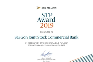 SCB vinh dự nhận giải thưởng STP Award của The Bank of New York Mellon
