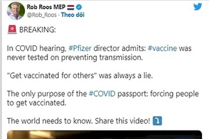 Dòng tweet gây bão mạng của ông Robe Roos về vaccine Covid-19