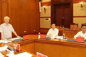 Tổng Bí thư Nguyễn Phú Trọng phát biểu kết luận cuộc họp Thường trực Ban Chỉ đạo Trung ương về phòng, chống tham nhũng, tiêu cực, ngày 18-11. Ảnh: TTXVN