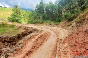 Quảng Ngãi: Cận cảnh đường vào thôn Tre bị xói lở nghiêm trọng