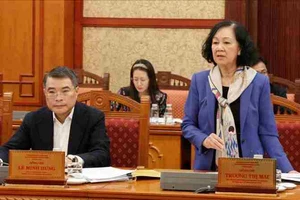 Thường trực Ban Bí thư Trương Thị Mai phát biểu kết luận hội nghị. Ảnh: ĐCSVN