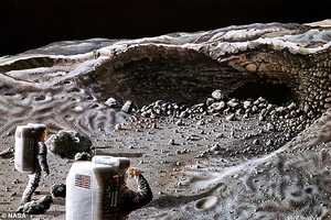 Ảnh mô phỏng một hang động trên Mặt trăng. Ảnh: NASA