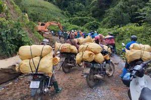 Mang hàng cứu trợ cho người cho vùng lũ