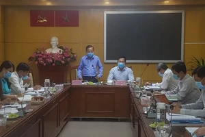 Đồng chí Nguyễn Hữu Hiệp phát biểu tại cuộc làm việc. Ảnh: HOÀI NAM