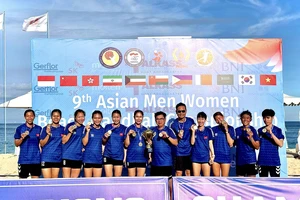 Đội tuyển BNBB nữ Việt Nam giành ngôi vô địch tại giải BNBB nam, nữ châu Á lần thứ 9. Ảnh: VHF