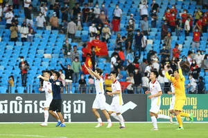 Niềm vui chiến thắng của U23 Việt Nam ở trận bán kết Giải U23 Đông Nam Á 2022. Ảnh: ANH TRẦN