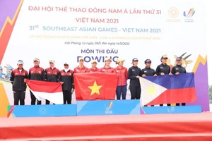 Đội tuyển Rowing Việt Nam giành 2 HC vàng ở nội dung của nữ. ẢNH: THỦY CHUNG