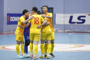 Futsal Việt Nam đánh bại Quần đảo Solomon ở giao hữu lượt đi. ẢNH: ANH TRẦN 