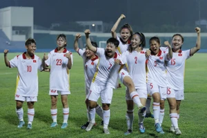 U20 nữ Việt Nam đán bại U20 nữ Lebanon. ẢNH: MINH HOÀNG 