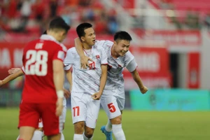 Hải Phòng có chiến thắng thứ 2 liên tiếp trên sân nhà ở AFC Cup 2023-24. ẢNH: MINH HOÀNG 