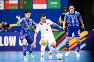 Tuyển thủ Nguyễn Minh Trí (áo trắng) có thể gặp lại Nhật Bản trên hành trình giành vé dự Futsal World Cup 2024.