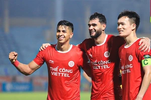 Niềm vui của các cầu thủ Viettel FC. ẢNH: MINH HOÀNG 