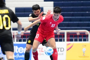 Nguyễn Thịnh Phát đã ghi 3 bàn thắng sau 2 trận cho đội tuyển futsal Việt Nam. ẢNH: FAM 