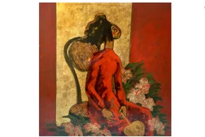 Một tác phẩm trong triển lãm "Vẽ phái đẹp" của họa sĩ Ngô Thành Nhân