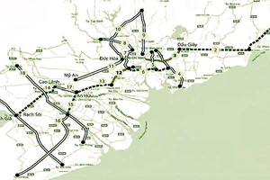 Sơ đồ 19 tuyến cao tốc khu vực phía Nam. Nguồn: Bộ GTVT