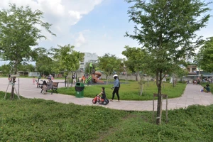 Mảng xanh công viên mới bên cầu Hiệp Ân, quận 8, TPHCM