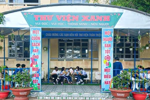 Thư viện xanh tại Trường THPT Ninh Thạnh Lợi (Bạc Liêu) do Báo SGGP tài trợ mở rộng. Ảnh: TẤN THÁI