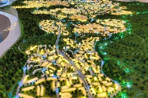 Mô hình thủ đô mới Nusantara của Indonesia - thủ đô đầu tiên trên thế giới với mô hình thành phố trong rừng. Ảnh: Antara