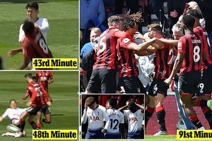 Bournemouth - Tottenham 1-0: Son Heung-min và Juan Foyth nhận thẻ đỏ, Nathan Ake làm người hùng