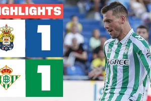 Las Palmas vs Real Betis 1-1: Alberto Moleiro sớm mở bàn phút thứ 9, Giovani Lo Celso bất ngờ gỡ hòa phút bù giờ hiệp 1