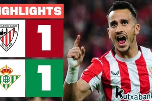 Athletic Bilbao vs Real Betis 1-1: Diao Diaoune dọn cỗ, Pablo Fornals mở bàn, Berenguer Remiro lập tức cứu thua