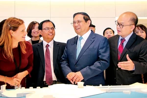 Thủ tướng Phạm Minh Chính dự Diễn đàn kinh doanh Việt Nam - Hoa Kỳ hợp tác trong lĩnh vực công nghệ và đổi mới sáng tạo tại San Francisco, bang California. Ảnh: TTXVN