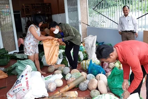 Bà con miền núi phân loại thực phẩm để chuyển hỗ trợ khu cách ly Đà Nẵng