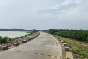 Hồ Thanh Sơn, một trong những hồ đập được sửa chữa trước mùa mưa bão