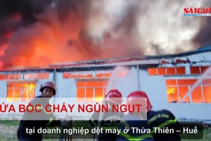Lửa bốc cháy ngùn ngụt tại doanh nghiệp dệt may ở Thừa Thiên – Huế