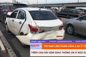 Tai nạn liên hoàn giữa 5 xe ô tô trên cầu Sài Gòn, giao thông ùn ứ kéo dài 