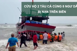 Cứu hộ 2 tàu cá cùng 8 ngư dân bị nạn trên biển