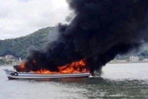 Cháy tàu du lịch câu cá trên biển, 25 người thoát chết
