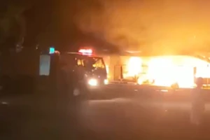 Hiện trường vụ cháy ở thị trấn Kiên Lương 