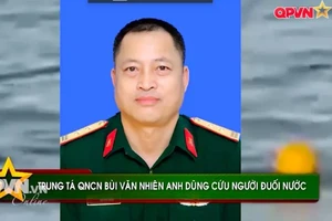 Trung tá quân nhân chuyên nghiệp Bùi Văn Nhiên qua đời khi cứu người đuối nước. Ảnh: Truyền hình Quốc phòng