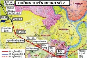 Hướng tuyến Metro số 2 Bến Thành - Tham Lương. Ảnh QUỐC HÙNG