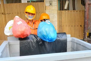 Thu gom rác thải phân loại tại nguồn ở quận 1. Ảnh: CAO THĂNG