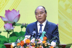 Chủ tịch nước Nguyễn Xuân Phúc phát biểu tại Lễ kỷ niệm. Ảnh: QUỐC HÙNG