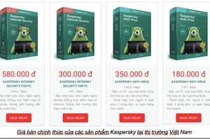Giá bán chính thức của của các sản phẩm Kaspersky tại thị trường Việt Nam