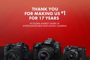 Canon đánh dấu năm thứ 17 liên tiếp dẫn đầu thị trường máy ảnh kĩ thuật số 
