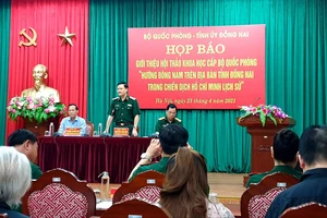 Quang cảnh buổi họp báo tại Hà Nội, sáng 23-4-2021