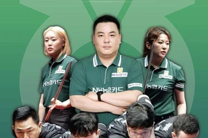 Đội Green Force có Mã Minh Cẩm (bìa trái dưới) đang dẫn đầu PBA Team League. Ảnh: Kim Young Hun