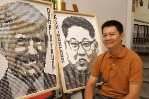 Người vẽ chân dung Tổng thống Donald Trump và Chủ tịch Kim Jong-un bằng… ốc vít