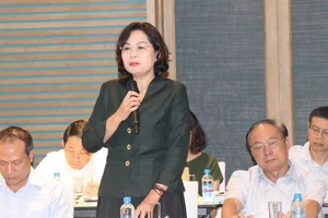 Phó Thống đốc Ngân hàng Nhà nước Việt Nam Nguyễn Thị Hồng phát biểu tại phiên họp. Ảnh: TTXVN