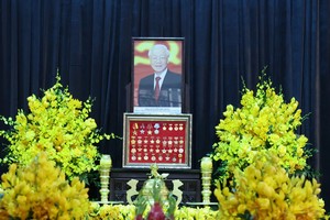 The State funeral for General Secretary of the Central Committee of the Communist Party of Vietnam Nguyen Phu Trong is held at the National Funeral Hall in Hanoi. (Photo: SGGP)