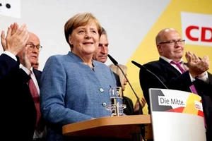 Thủ tướng Đức Angela Merkel tại cuộc họp công bố chiến thắng của liên minh CDU-CSU trong cuộc bầu cử Quốc hội. Ảnh: CNBC