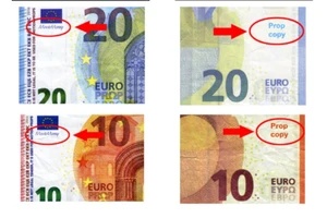 Cách phân biệt EUR thật (bên trái) và giả. Ảnh: website Bundesbank