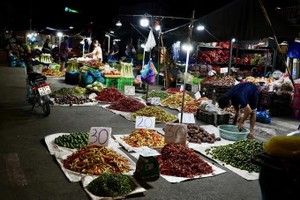 在平田集散市场外的自发性买卖场景。