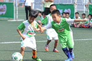 Các cầu thủ nhí tham dự Festival bóng đá học đường TPHCM năm học 2018-2019. Ảnh: NGUYỄN NHÂN