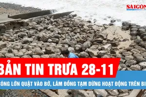 Bản tin trưa 28-11: Sóng lớn quật vào bờ, Lâm Đồng tạm dừng hoạt động trên biển