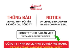 Công ty Du Lịch Dấu Ấn Việt (VietMark) thông báo về việc thay đổi tên và khuôn dấu công ty